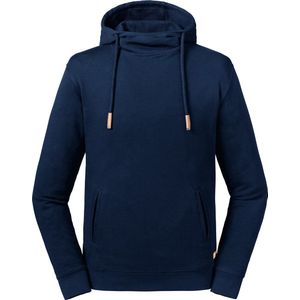 Russell Volwassenen Unisex Pure Organic High Collar Hooded Sweatshirt (Franse marine)
