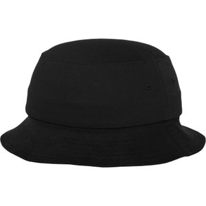 Flexfit by Yupoong Volwassenen Unisex Katoenen Twill Bucket Hat  (Zwart)