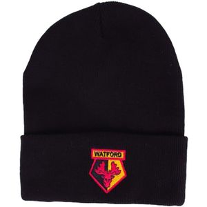 Spot On Gifts - Unisex Watford FC Gebreide Muts  (Zwart/Geel/Rood)