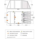 Vango Lismore Air TC 450 Package Familietent - Familie Tunnel Tent 4-persoons - Grijs