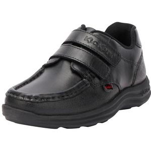 Kickers Reasan Twin Velcro leer, Derby Baby Jongens, zwart.