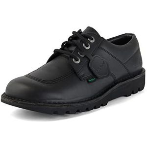 Kickers Kick Lo lederen schoenen, veganistisch, extra comfortabel, toegevoegde duurzaamheid, kwaliteit, zwart, uniseks, Zwart, 39 EU