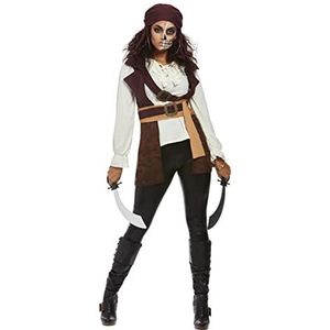 Smiffys Dark Spirit Piratenkostuum, bruine top en hoed, Halloween volwassen verkleedkostuum, piratenkostuum