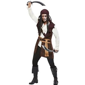 Smiffys Dark Spirit Piratenkostuum, bruine top en hoed, Halloween volwassen verkleedkostuum, piratenkostuum