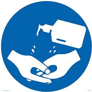 Desinfectiemiddel symbool voor de handen, halfstijve kunststof, 1 mm