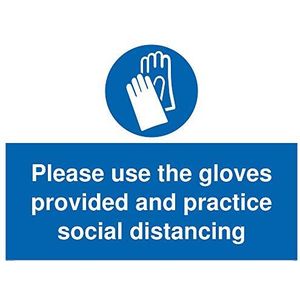 Viking Signs 3 mm aluminium composietplaat ""Gebruik de handschoenen voorgeschreven en sociale afstand