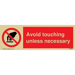 Bord ""Avoid Touch unless necessary"" - halfarm kunststof goudkleurig