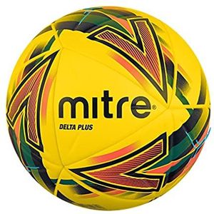 Mitre Delta Plus professionele voetbal, geel/zwart/bloed oranje, maat 5