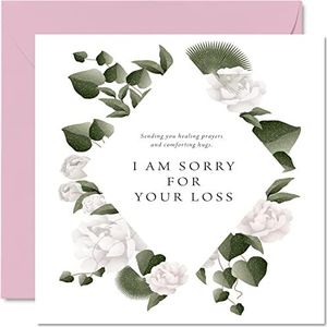 Rouwkaart ""Sorry For Your Loss"" -kaarten rouwkaarten voor volwassenen - 145 mm x 145 mm ""Thinking of You"" - rouwkaarten met bloemen