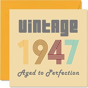 Verjaardagskaarten 77 jaar voor mannen en vrouwen - Vintage 1947 Aged To Perfection - Grappige verjaardagskaart voor hem en haar, 145 mm x 145 mm voor beste vriendin, voor mama, papa, opa,