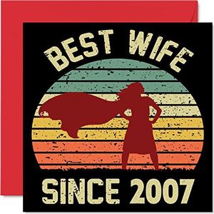 Verjaardagskaart voor echtgenote van echtgenoot – Best Wife Since 2007 – I Love You, wenskaart voor de 15e trouwdag voor partner, 145 mm x 145 mm