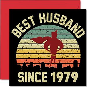 Wenskaart voor de 43e verjaardag voor echtgenoot van de vrouw - beste echtgenoot sinds 1979 - cadeau ""I Love You"", wenskaarten voor de 43e trouwdag voor partner, 145 mm x 145 mm