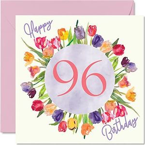 Prachtige verjaardagskaarten voor vrouwen, aquarel tulpenboeket, verjaardagskaart voor overgrootmoeder, oma, oma, oma, oma, oma, oma, oma, oma,