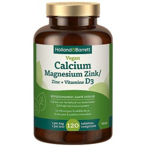 Holland & Barrett Vegan Calcium Magnesium Zink + Vitamine D3 - 120 tabletten