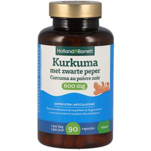 Holland & Barrett Kurkuma met zwarte peper 600mg - 90 capsules