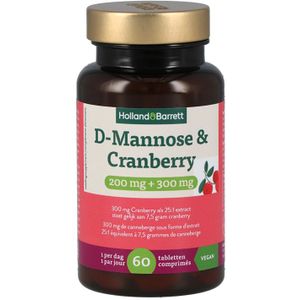 Holland & Barrett D-Mannose & Cranberry 200mg + 300mg - 60 tabletten