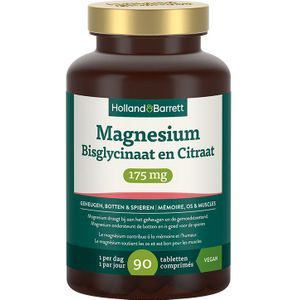 Holland & Barrett Magnesium Bisglycinaat En Citraat 175mg - 90 tabletten