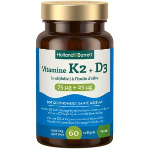 Holland & Barrett Vitamine K2 75mcg + D3 25mcg In Olijfolie - 60 softgels