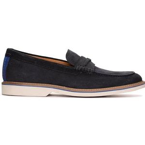 Clarks - Atticus Ltslip Mocassins - Blauw - Suède en Leer - Rubber Zool