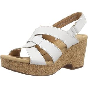 Clarks Giselle Beach Damessandalen met sleehak, Wit Leer, 37 EU