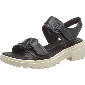 Clarks Dames Coast Daisy Sandaal, Black Leather, 37,5 EU, zwart leder, 37.5 EU