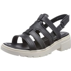 Clarks Dames Coast Shine Sandal, Black Leather, 37,5 EU, zwart leder, 37.5 EU