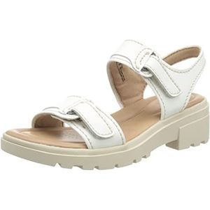 Clarks Dames Coast Daisy Sandaal, White Leather, 38 EU, wit leer., 38 EU