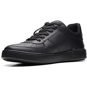 Clarks Courtlite Tie Sneakers voor heren, Zwart leder, 42 EU