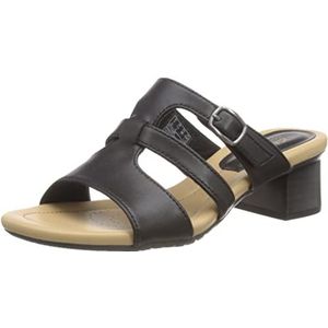 Clarks Desirae Palm Slide Sandalen voor dames, zwart leer, 37 EU, zwart leder, 37 EU