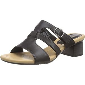 Clarks Desirae Palm Slide damessandalen, zwart (leer zwart), 39 EU, leer zwart, 39,5 EU, Zwart leer