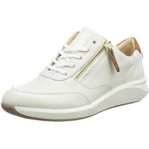 Clarks Un Rio Zip Sneakers voor dames, wit leer, 36 EU