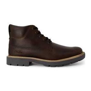 Clarks, Schoenen, Heren, Bruin, 40 EU, Leer, Bruin Leren Veterschoenen Enkellaarsjes