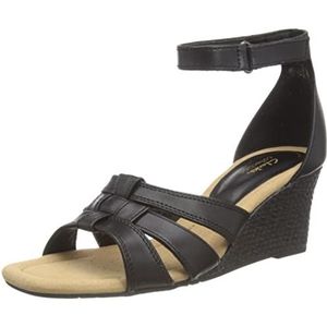 Clarks Kyarra Joy Sandalen voor dames, zwart leer, 38 EU, zwart leder, 38 EU