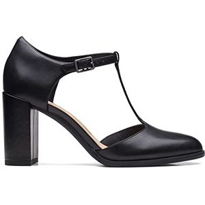 Clarks Freva85 Bar Pump voor dames, zwart leder, 39.5 EU