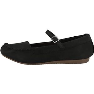 Clarks Dames Freckle Bar Ballet Flat, Black Nubuck., 38 EU