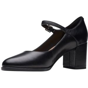 Clarks Freva55 Leren schoenen met riem in zwart, Zwart, 39 EU