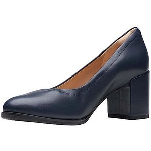 Clarks Freva55 Court Pump voor dames, Marineblauw leer, 36 EU