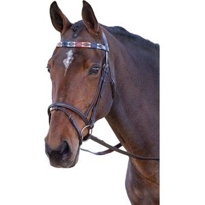 Blenheim Lederen Polo Paard frontriem (Cob) (Turquoise/Rood/Oranje/Blauw)