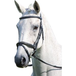 Avignon Gevoerd leren paardenhoofdstel (Kleines Pony) (Zwart)