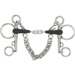 Equirubber Equikind+ Pinda Link Paard Pelham Bit (5 in) (Zilver/Zwart)