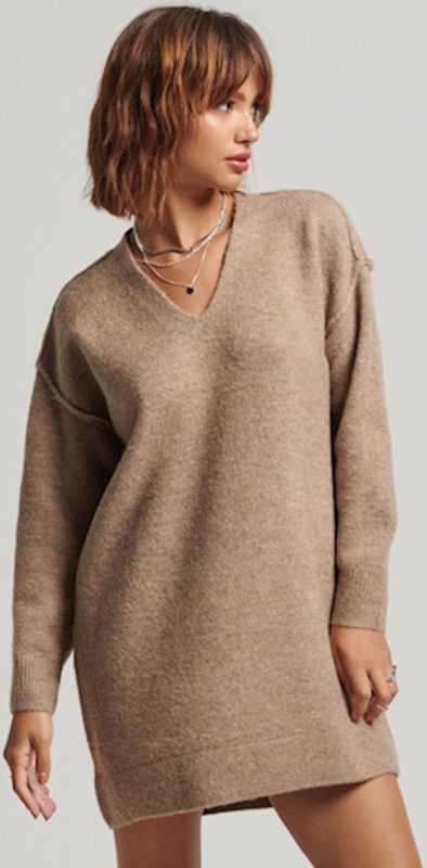 Superdry - Damesjurk - Gebreid - V-hals - Losse Pasvorm