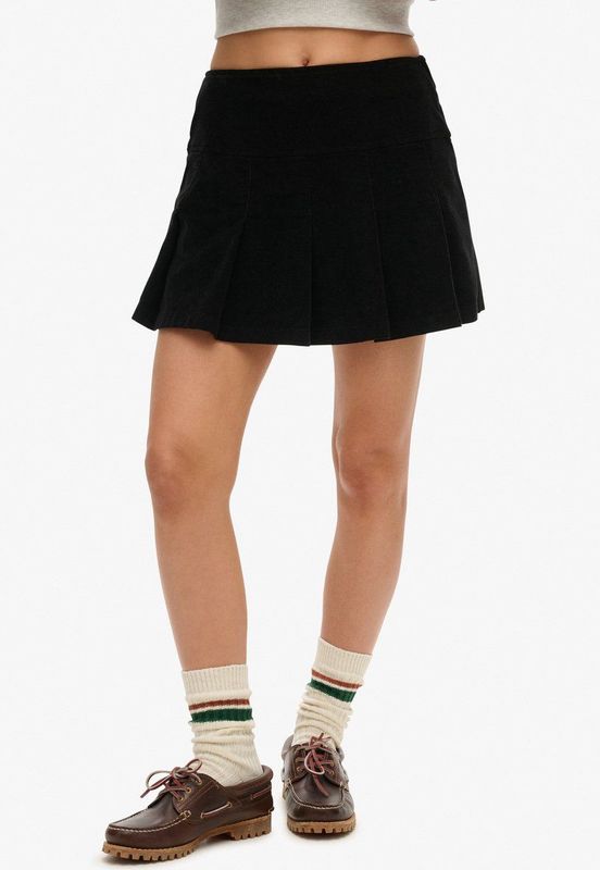 Superdry - Vintage Cord - Plooirok - Bruin - Katoen 79% Polyester 19% Elastaan 2%