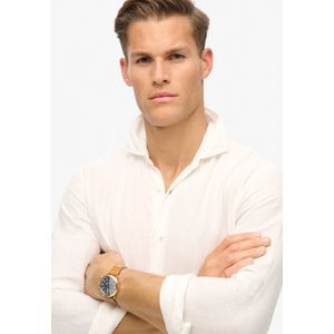 Superdry Studios Casual Overhemd - Lichtblauw - 100% Linnen