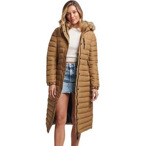 Superdry Super Long Line Fuji Jas Beige Vrouw