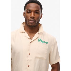 Superdry - Vintage Bowling Overhemd - Blauw - Korte Mouwen - Geborduurd