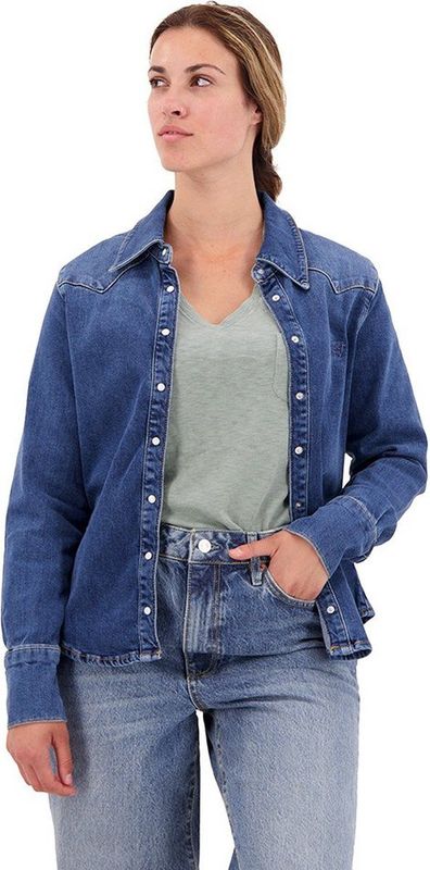 Superdry - Vintage Denim Western Overhemd - Slim-fit - Lange Mouwen - Biologisch Katoen