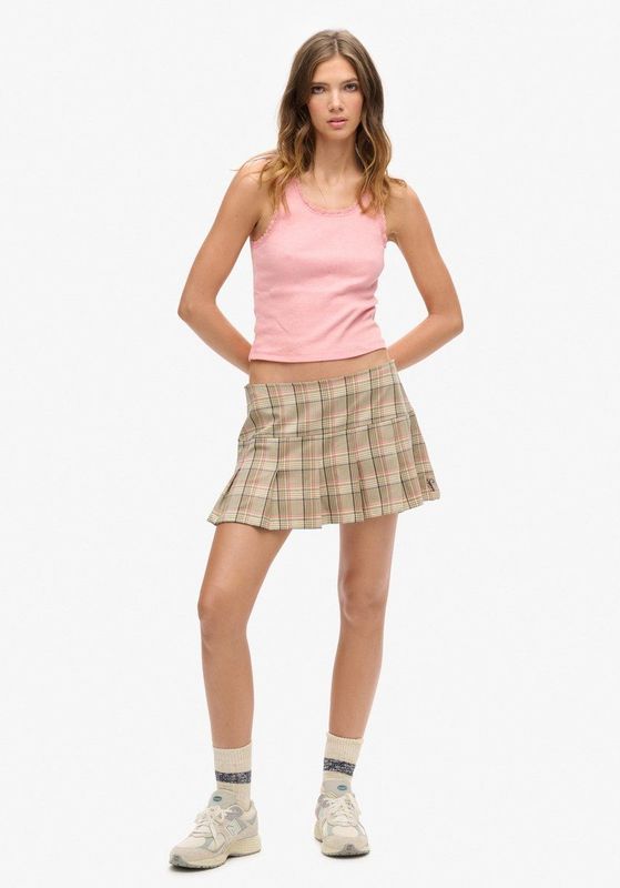 Superdry - W7210267A - Plooirok - Grijs - Polyester