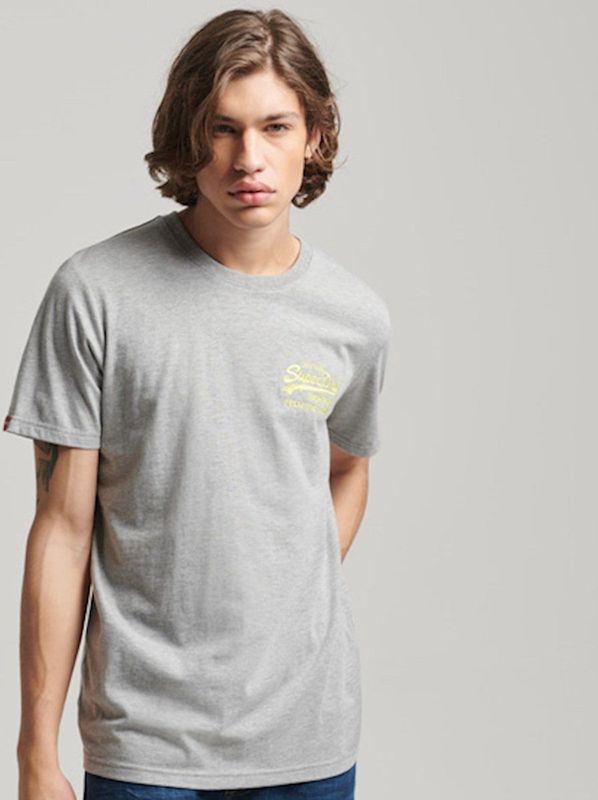 Superdry - T-shirt - Grijs - 100% Katoen - Relaxed Fit