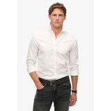 Superdry - M4010653A - Oxford Overhemd - Wit - Lange Mouwen - Biologisch Katoen