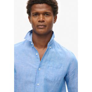 Superdry - Overhemd - Lichtblauw - Linnen - Lange Mouwen